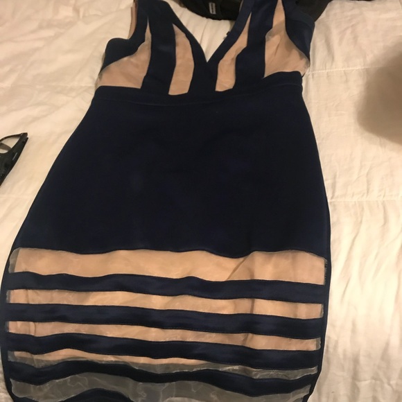 Royal blue and nude dress, worn once to an event. - Picture 4 of 5